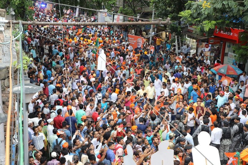 বাইরে থেকে লোক এনে মিছিল ভরিয়েছে অমিত শাহ। অভিযোগ মমতা বন্দ্যোপাধ্যায়ের৷