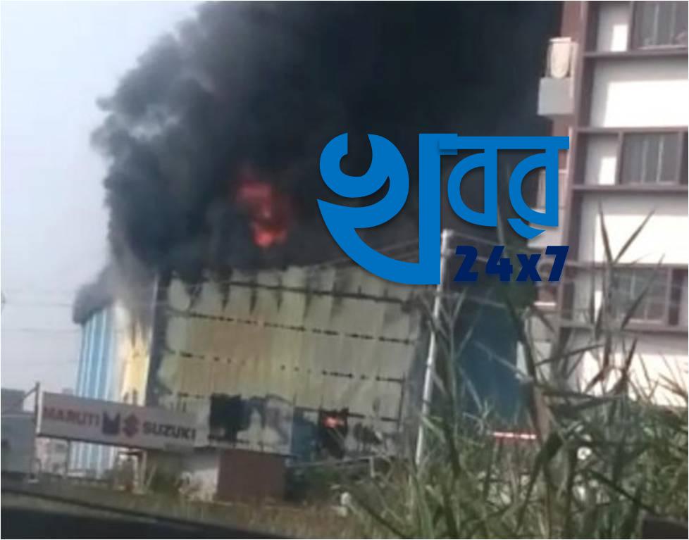 fire in car workshop