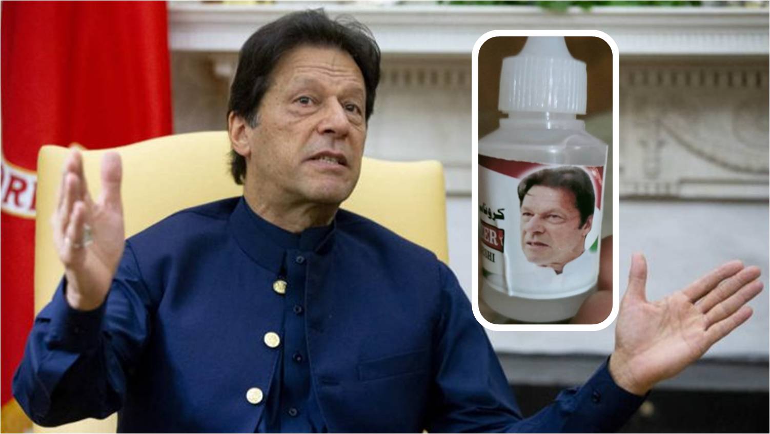 imran khan picture on sanitizer