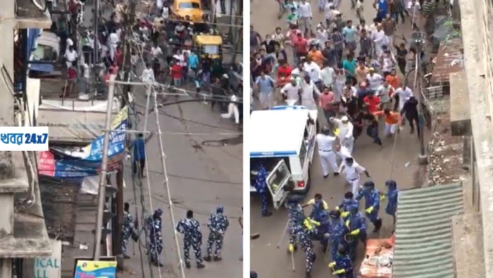 police and mob fight in howrah