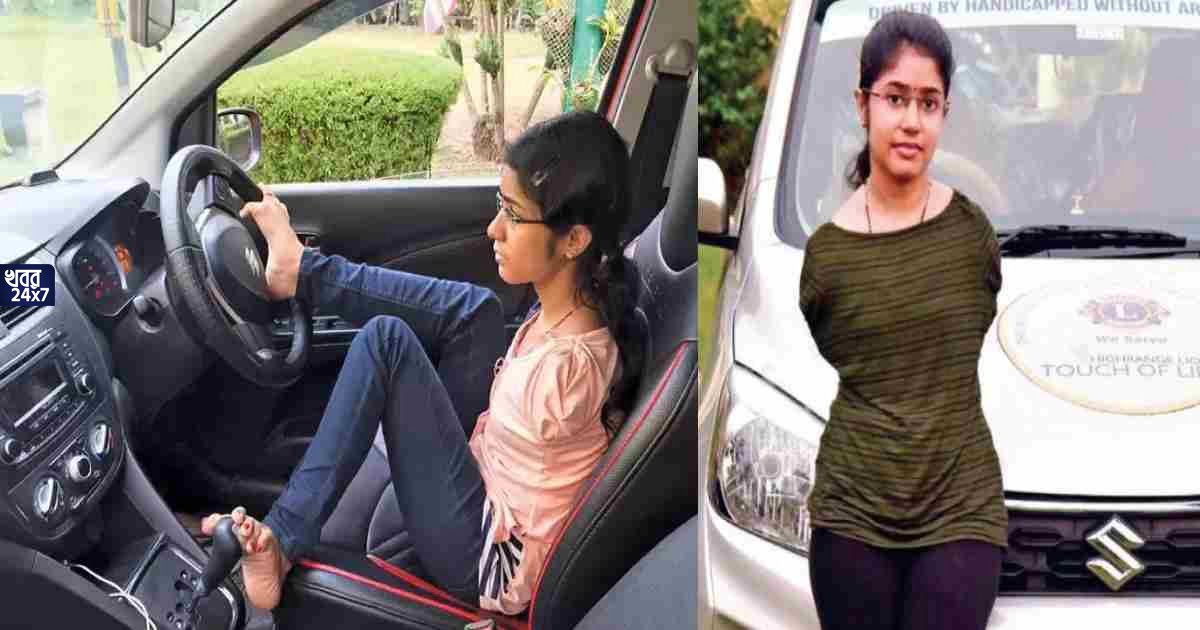 Handicapped lady from Idukki is driving four wheeler properly by her two legs social media applauds her
