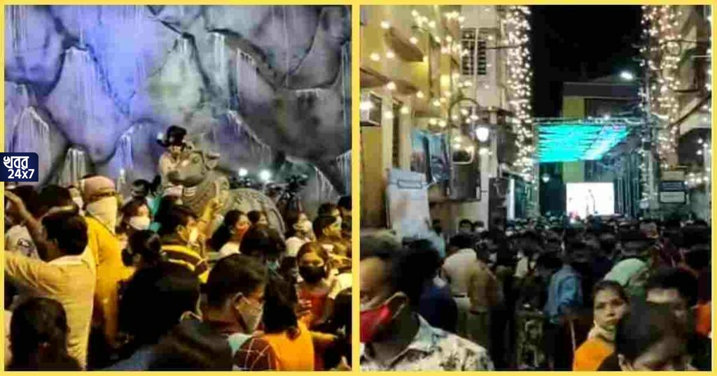 VIDEO: করোনা ভুলে শ্রীভূমিতে দ্বিতীয় থেকেই থিকথিকে ভিড়, ভিডিও দেখে আঁতকে উঠছেন নেটিজেনরা! People started pandel hopping from Dwitiya crowd gathered in Sreebhumi forgetting social distancing