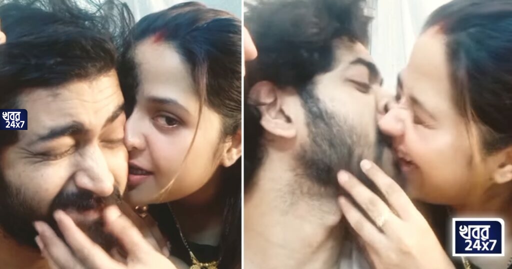 এক মাস পূর্ণ বিয়ের, শুভেচ্ছা জানিয়ে স্বামীকে চুম্বনে ভরিয়ে দিলেন মিমি