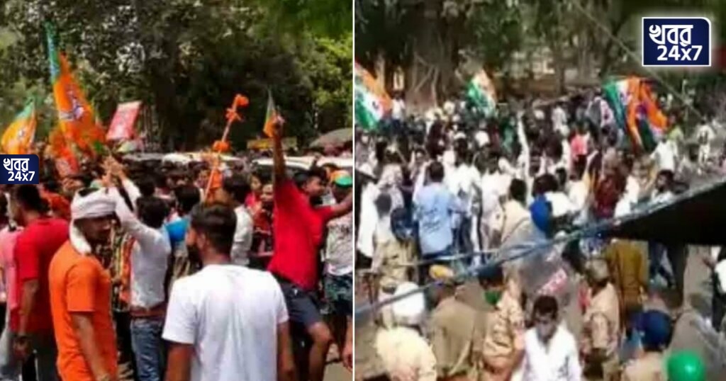 ভোট হিংসা! ভরদুপুরে ব্যারাকপুর কমিশনারেটের সামনে চলল গুলি, খন্ড যুদ্ধ তৃণমূল-বিজেপির ভোট হিংসা! ভরদুপুরে ব্যারাকপুর কমিশনারেটের সামনে চলল গুলি, খন্ড যুদ্ধ তৃণমূল-বিজেপির