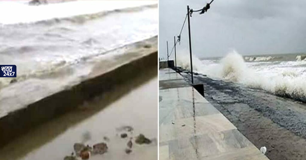আছড়ে পড়ার আগেই নিজের রূপ দেখাতে শুরু করেছে ‘যশ’, কংক্রিটের বাঁধ টপকে জল ঢুকছে দিঘা, তাজপুর গ্রামে
