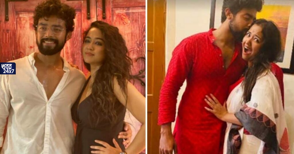 খোলা হাওয়ায় প্রেমে মজলেন সোহিনী-রণজয়, অভিনেত্রীর গালে ভালোবাসার চুম্বন এঁকে দিলেন প্রেমিক