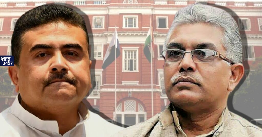 গান্ধী মূর্তির পাদদেশে বিজেপি কর্মসূচিতে বাধা পুলিশের, গ্রেফতার শুভেন্দু, দিলীপ
