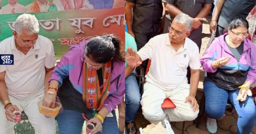 চা-এর ঠেকে আড্ডা, ভবানীপুরে প্রচারে গিয়ে মমতাকে তোপ, ‘নন্দীগ্রামে যদি একবার হতে পারে, আবার নয় কেন’, কটাক্ষ দিলীপের
