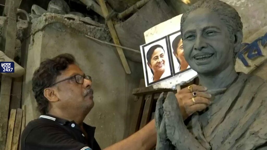 মুখ্যমন্ত্রী মমতা বন্দ্যোপাধ্যায়ের মুখের আদলে হবে দুর্গা প্রতিমার মুখ, নতুন থিম ঘিরে হইচই কলকাতার ক্লাবে