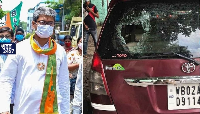 বাঁশ-পাথর দিয়ে হামলা চালানো হল বিজেপি নেতা কল্যাণ চৌবের গাড়িতে, কাঠগড়ায় তৃণমূল