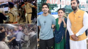 গো-মাংস খাওয়ার জের, মহাকাল মন্দিরে ঢুকতেই দেওয়া হল না রণবীর-আলিয়াকে, তুমুল বিক্ষোভ বজরং দলের