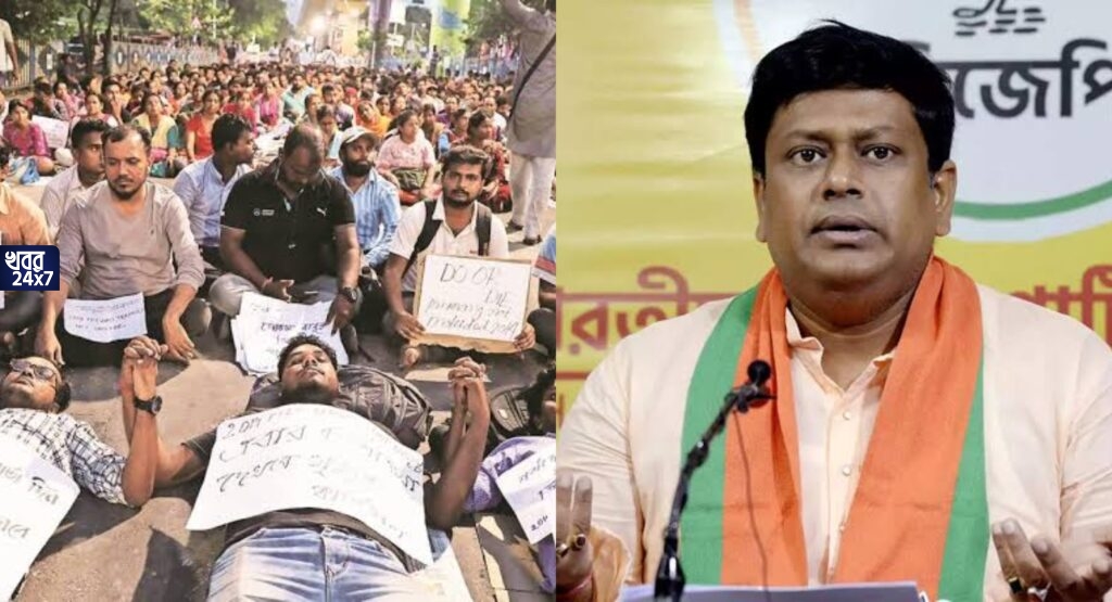 ২০১৪-র টেট উত্তীর্ণদের পাল্টা আন্দোলনে ২০১৭-র টেট উত্তীর্ণরা, আন্দোলনকারীদের পাশে দাঁড়িয়ে রাজ্য সরকারকে কটাক্ষ সুকান্তর