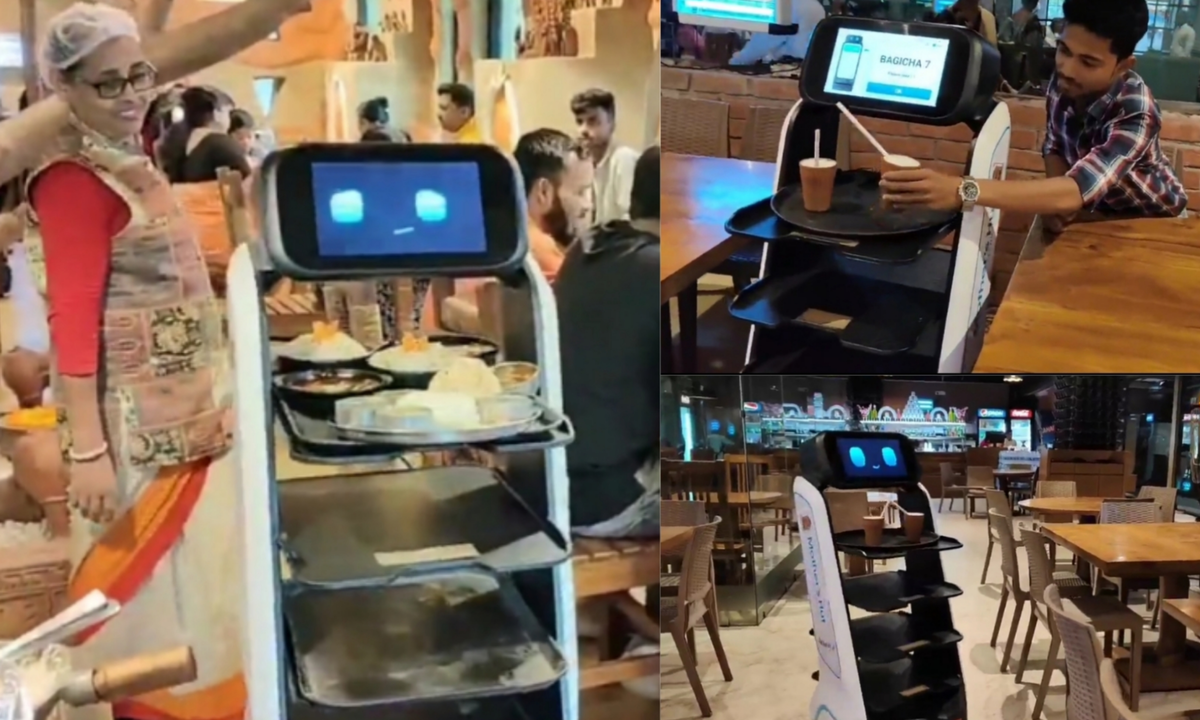 Robot, serving food, krishnanagar, Mothers' Hut, অনন্যা, রোবট, কৃষ্ণনগর