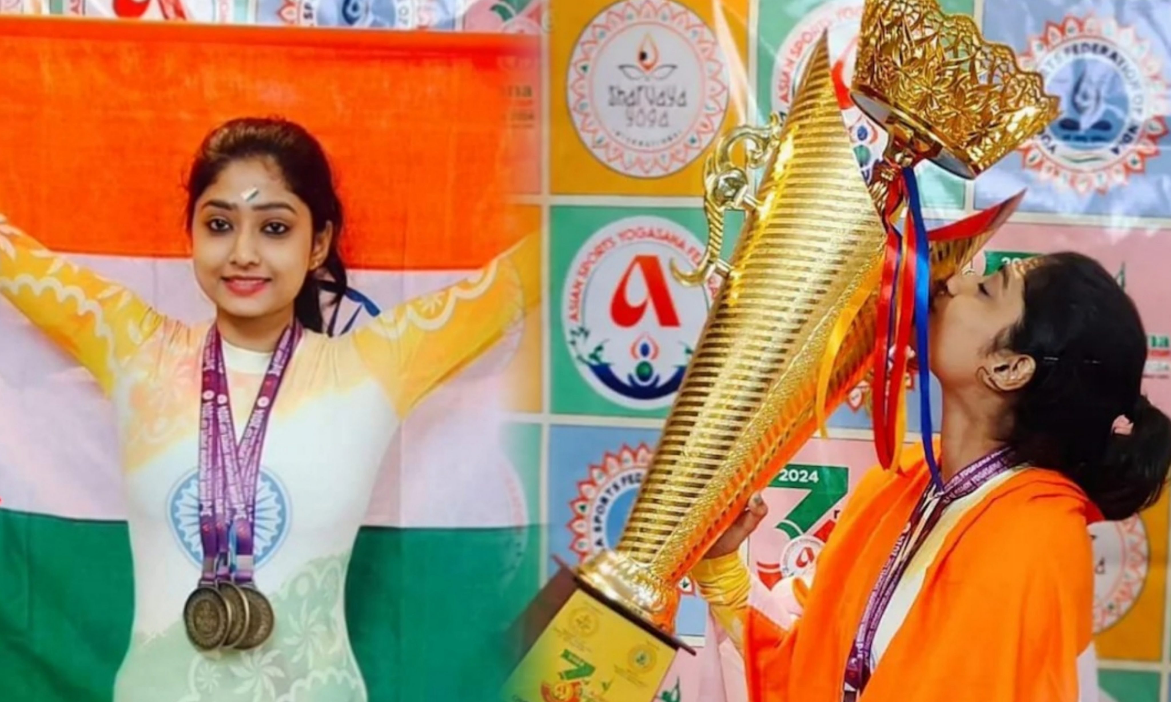 Girl from Bengal Won Three Golds at International Stage, Yoga, sports, India, gold medal, ট্র্যাডিশনাল, রিদমিক, আর্টিস্টিক, সোনা , সুস্মিতা