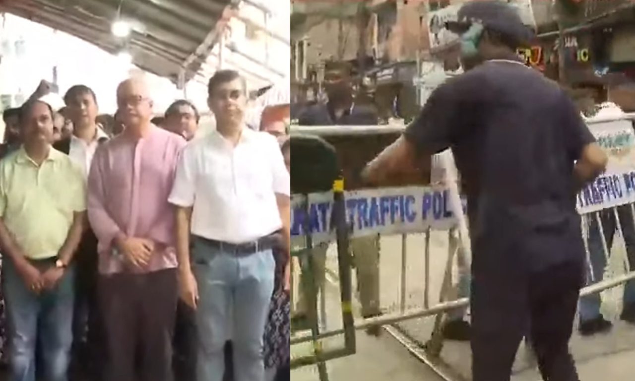 মিছিল করে লালবাজারের পথে চিকিৎসক কুণাল সরকার ও সুবর্ণ গোস্বামী, সামিল চিকিৎসক সংগঠন, মিছিল আটকাতে ব্যারিকেড দিয়ে এলাকা ঘিরল পুলিশ Kunal Sarkar, Subarna Goswami at lalbazar