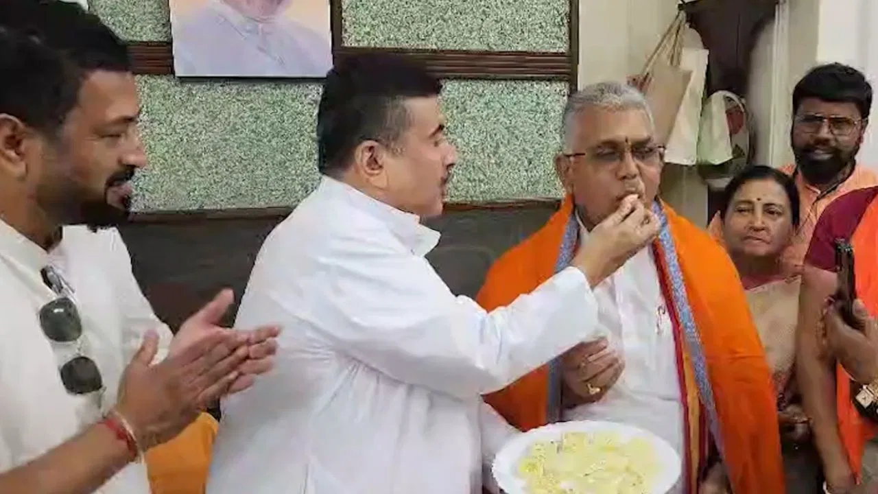 Dilip Ghosh Met Suvendu Adhikari at Assembly, Dilip Ghosh, Suvendu Adhikari, West Bengal Assembly, meet, birthday, cold war end