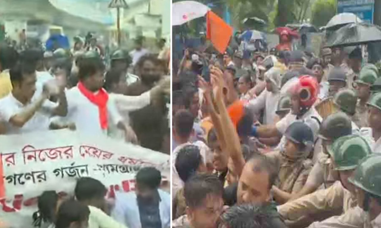 ABVP, protest, Police, stopped, lathi charge, R G Kar Case