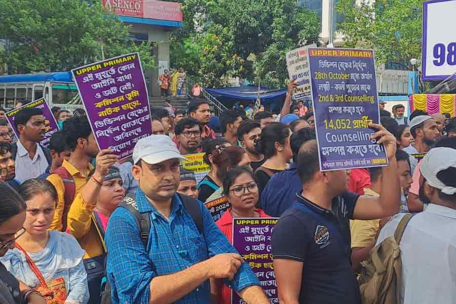 protest, Upper Primary job aspirants, jobs, School Service Commission, police, Calcutta High Court,