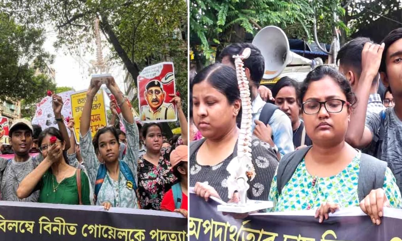 Lalbazar Abhiyan, Junior Doctors, rally, spine, R G Kar Case, Kolkata Police Commissioner, Vineet Goyal, resign