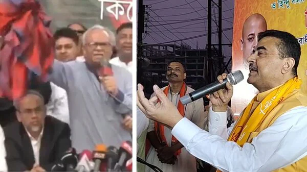 Suvendu Adhikari, BNP Leader, slammed, Indian Saree, burnt, protest, Bangladesh situation,
