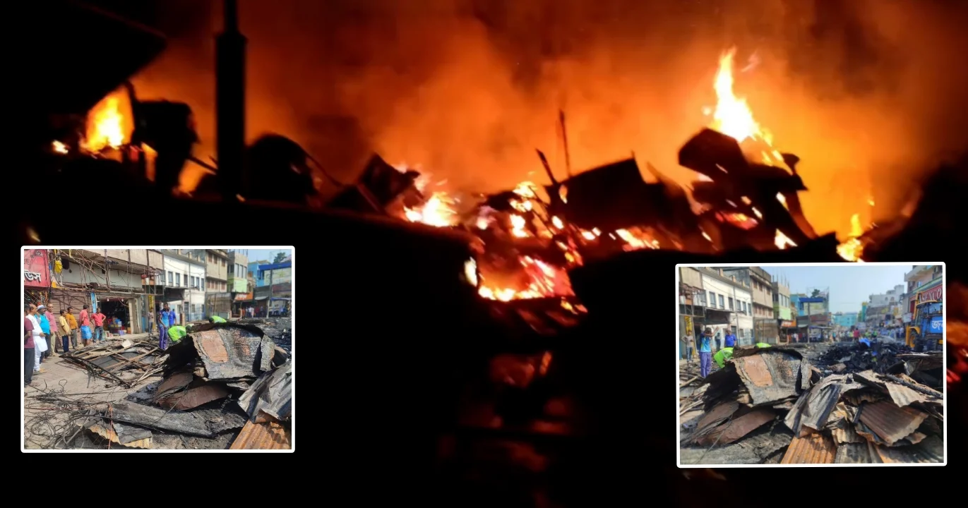 Bongaon market, Bongaon, বনগাঁ, burned shops