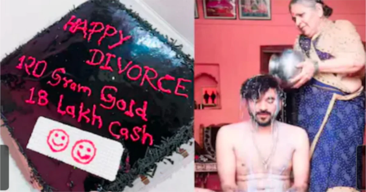 man celebrates divorce with milk ritual