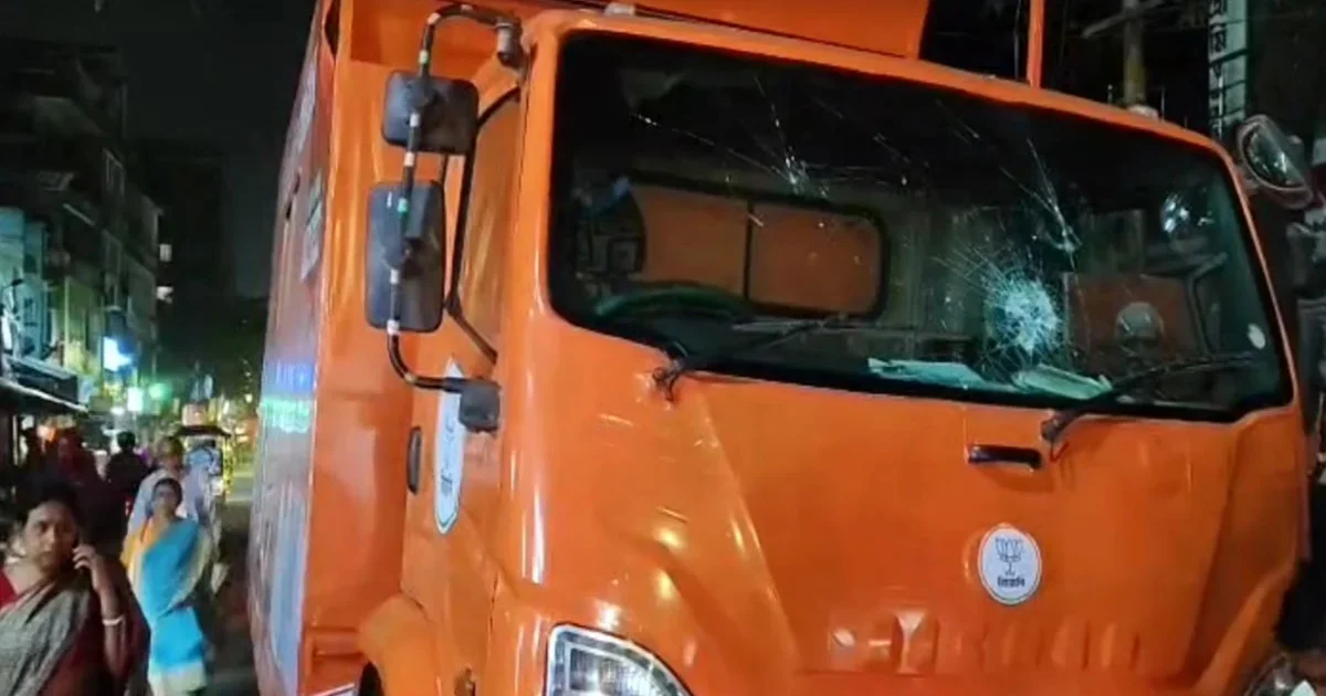 Cooch Behar, কোচবিহার, বিজেপি, BJP, north bengal, BJP campaign car demolition, তৃণমূল বিজেপি সংঘাত, TMC BJP clash