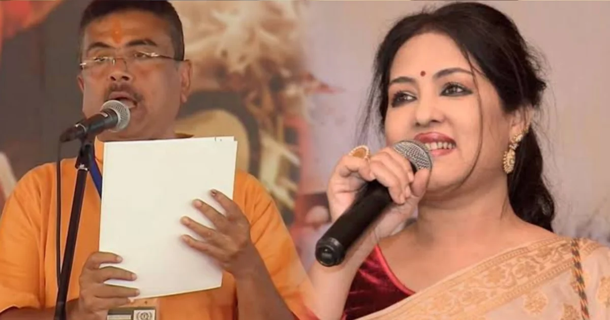 Madhumanti Maitra, Suvendu Adhikari Oath Ceremony, Brigade Parade Ground, Narendra Modi, Kolkata Doordarshan, BJP Bengal, Bengali Anchor, Madhumanti Return, Bengal Politics, Kolkata News, মধুমন্তী মৈত্র, শুভেন্দু অধিকারী, শপথগ্রহণ অনুষ্ঠান, ব্রিগেড ময়দান, নরেন্দ্র মোদী, কলকাতা দূরদর্শন, বাংলা সঞ্চালিকা, বিজেপি বাংলা, কলকাতা খবর, রাজ্য রাজনীতি