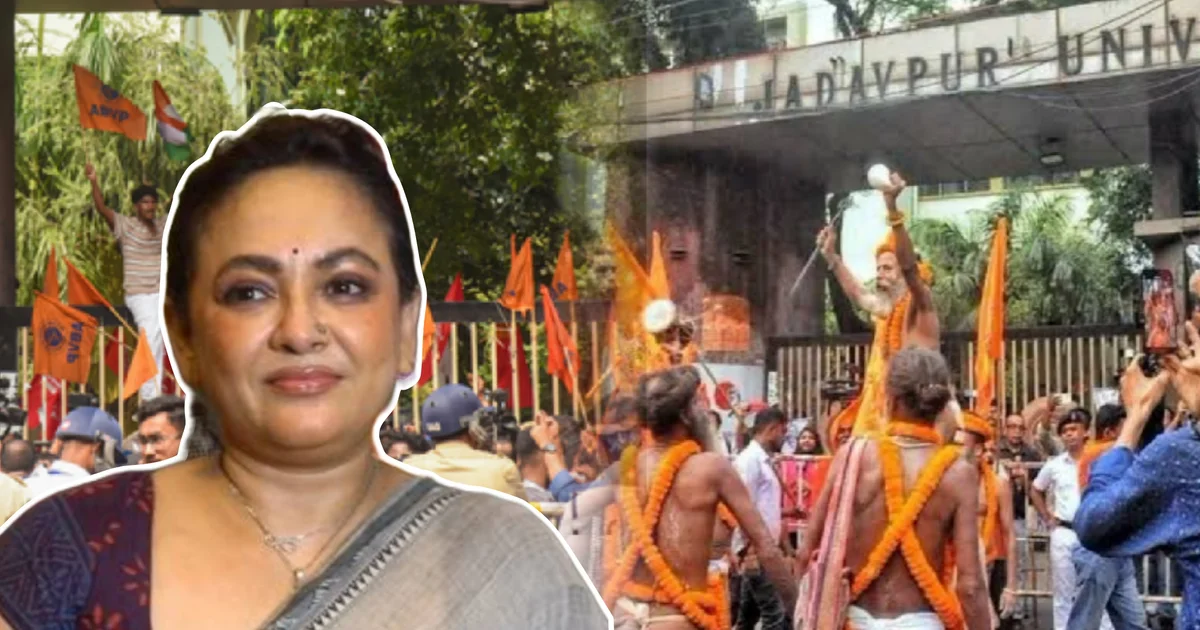 শ্রীলেখা মিত্র, যাদবপুর বিশ্ববিদ্যালয়, গেরুয়া সম্মান যাত্রা, টলিউড, শুভেন্দু অধিকারী, Sreelekha Mitra, Jadavpur University, Saffron Rally, Tollywood